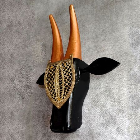 Black Cow Head Handcrafted Wooden Wall Art